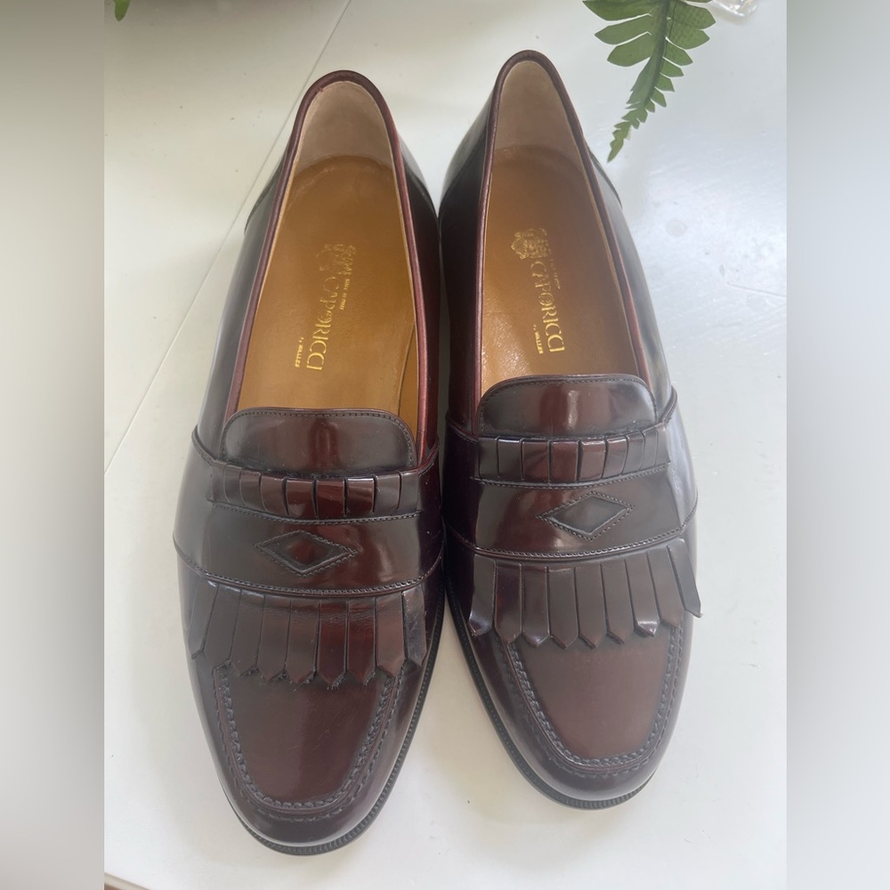 CAPORICCI WALLES ITALY 9 W Handmade Real Leather Burgundy Penny Loafer Kiltie